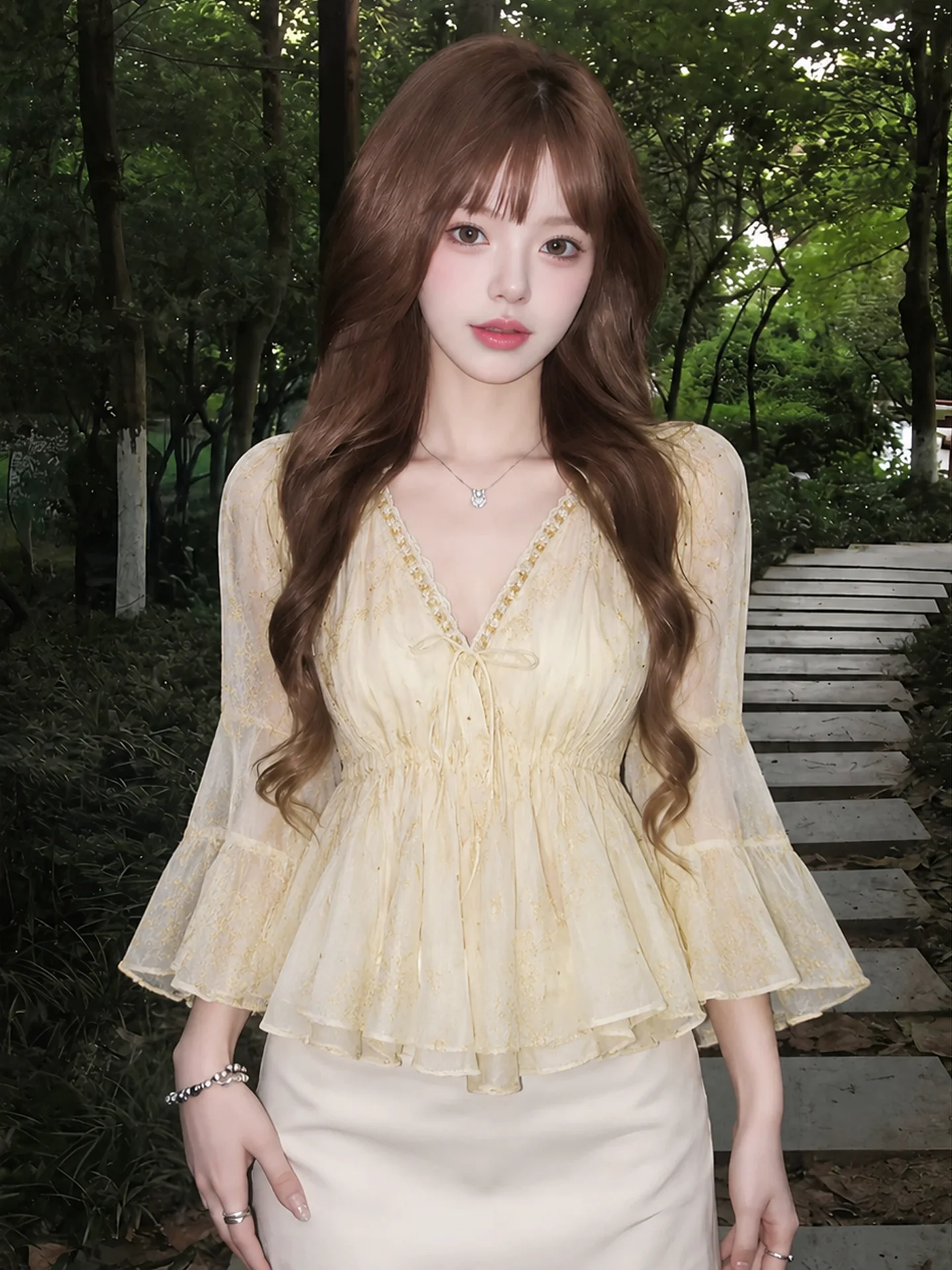Elegant Yellow Atmosphere Shirt Women's Early Cold Fairy Style Loose Fit Long Sleeve V Neck Tunic Top French Style Lace Snowf...
Elegant Yellow Atmosphere Shirt Women's Early Cold Fairy Style Loose Fit Long Sleeve V Neck Tunic Top French Style Lace Snowf...