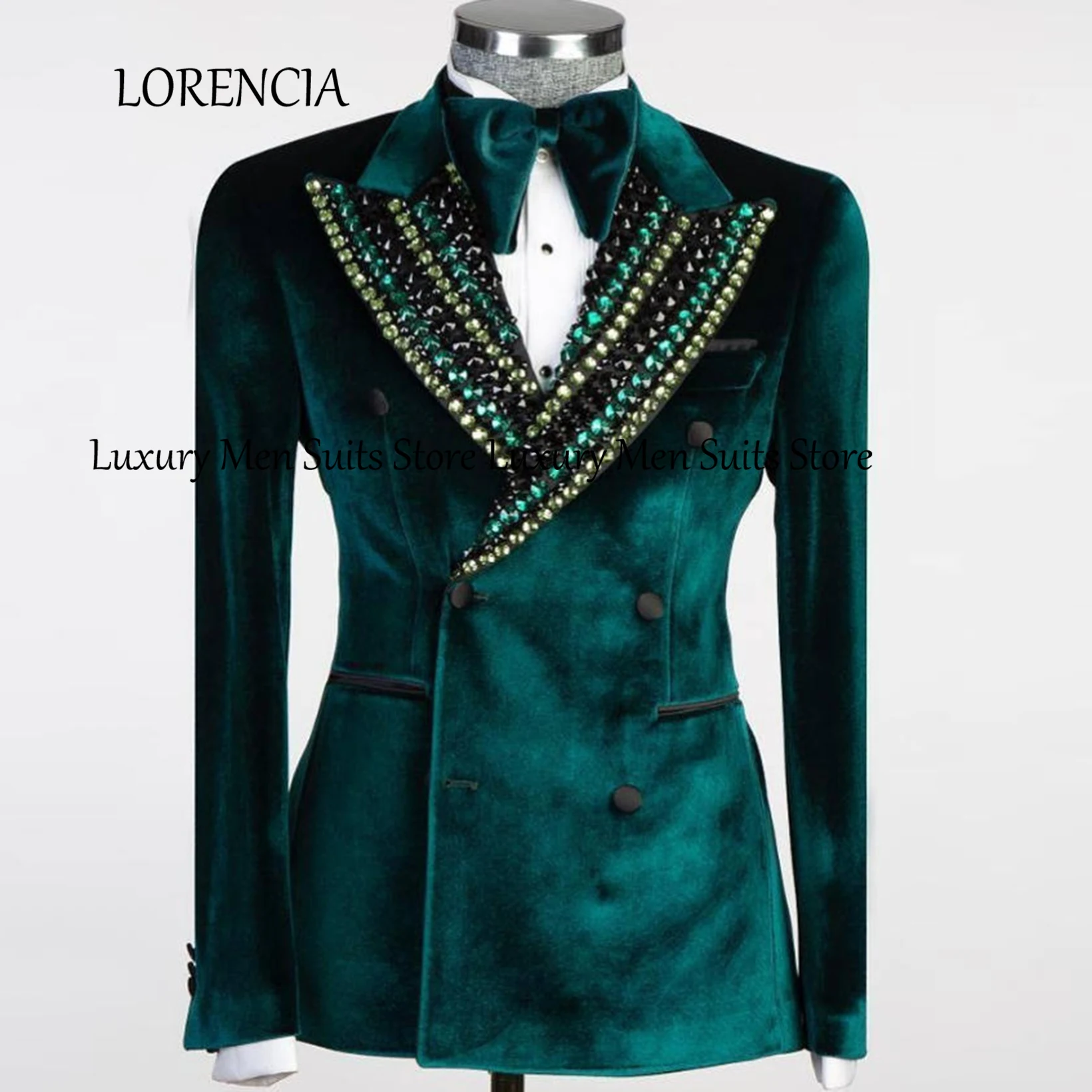 Luxury Crystal Velvet Rhinestone Collar Men's Suit 2 Pieces Blazer Groom Male Set Slim Fit Customized Terno Masculino Completo
Luxury Crystal Velvet Rhinestone Collar Men's Suit 2 Pieces Blazer Groom Male Set Slim Fit Customized Terno Masculino Completo