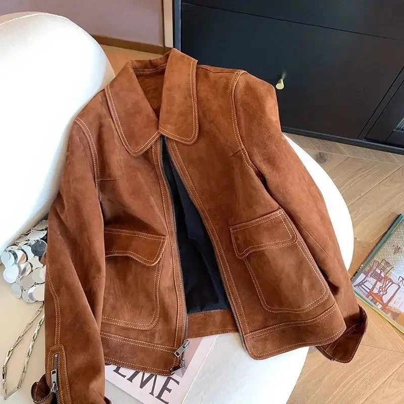 Vintage Harajuku Bomber Jacket Spring Women's Short Moto Jacket Long Sleeve Ladies Outear Lapel Zipper Solid Lady Tops Trend
Vintage Harajuku Bomber Jacket Spring Women's Short Moto Jacket Long Sleeve Ladies Outear Lapel Zipper Solid Lady Tops Trend