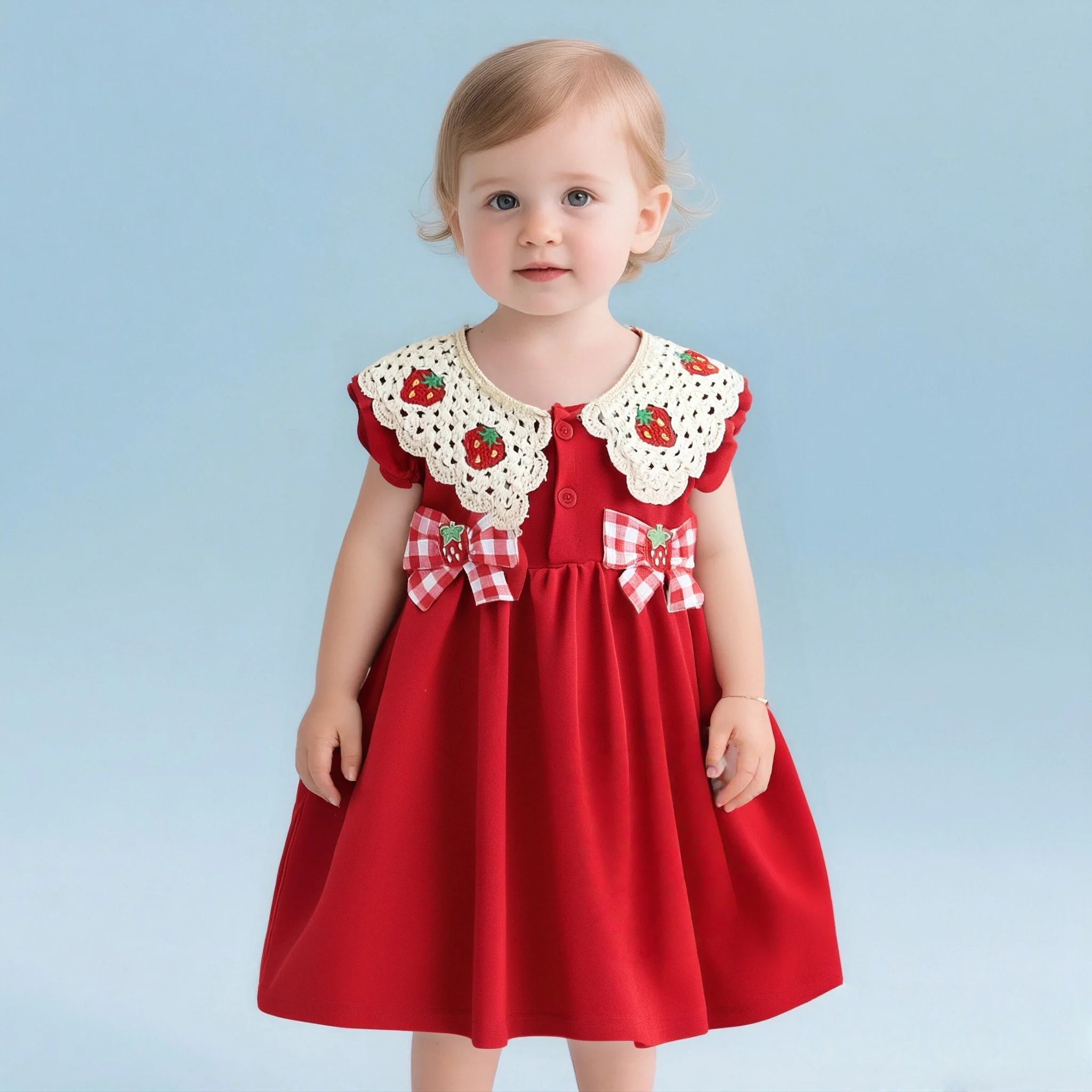 Baby Girl Dresses Summer New Sleeveless Ruffle Toddler Dress Knitted Collar Sweet Bow Send Bag Girl Clothing
Baby Girl Dresses Summer New Sleeveless Ruffle Toddler Dress Knitted Collar Sweet Bow Send Bag Girl Clothing