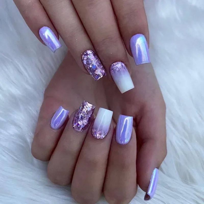 24 Pcs Presson Nails with Glue Medium Reusable Adhesive Fake Nails with Design Nail Art Purple Glitter False Nails for Girls
24 Pcs Presson Nails with Glue Medium Reusable Adhesive Fake Nails with Design Nail Art Purple Glitter False Nails for Girls