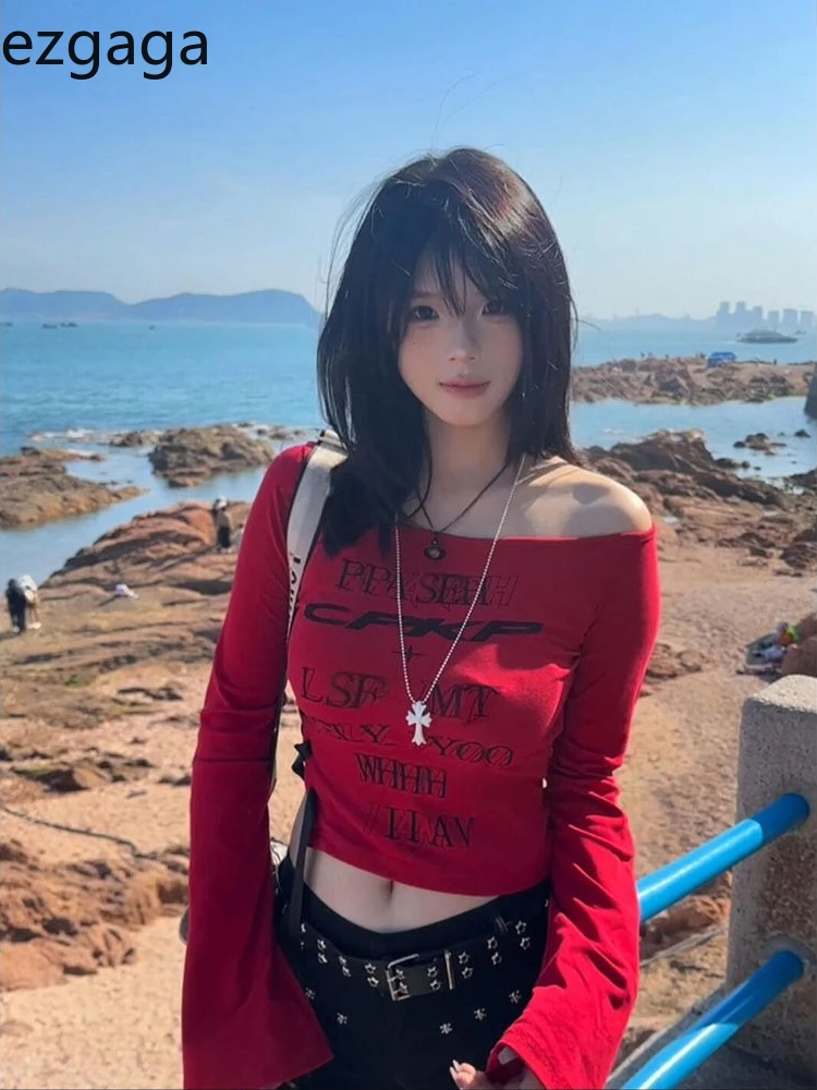 Ezgaga T Shirts Women Diagonal Collar Long Sleeve Off Shoulder Slim Autumn New Fashion Crop Tops Y2k Sexy Tee Shirt Casual
Ezgaga T Shirts Women Diagonal Collar Long Sleeve Off Shoulder Slim Autumn New Fashion Crop Tops Y2k Sexy Tee Shirt Casual