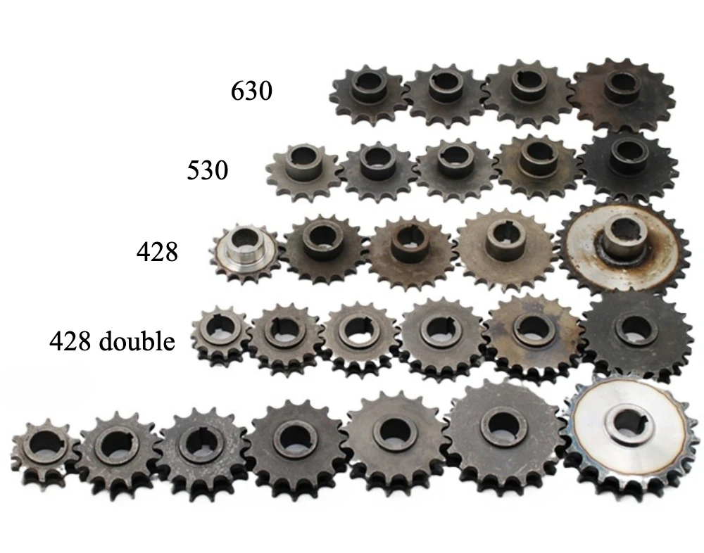 428/530/630 sprockets, discs, gears with various numbers of teeth, suitable for 22mm motor output shafts
428/530/630 sprockets, discs, gears with various numbers of teeth, suitable for 22mm motor output shafts