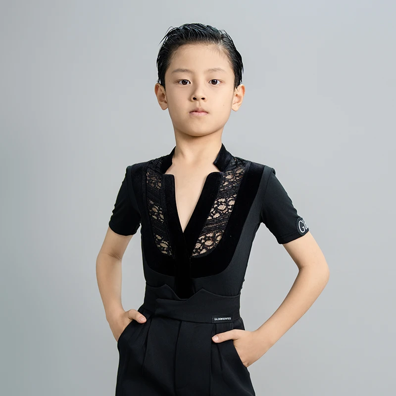 New Children Latin Dance Costume Boy's Black V-Neck Short Sleeves Tops Practice Dancing Set Standard Competition Uniform XH2959
New Children Latin Dance Costume Boy's Black V-Neck Short Sleeves Tops Practice Dancing Set Standard Competition Uniform XH2959