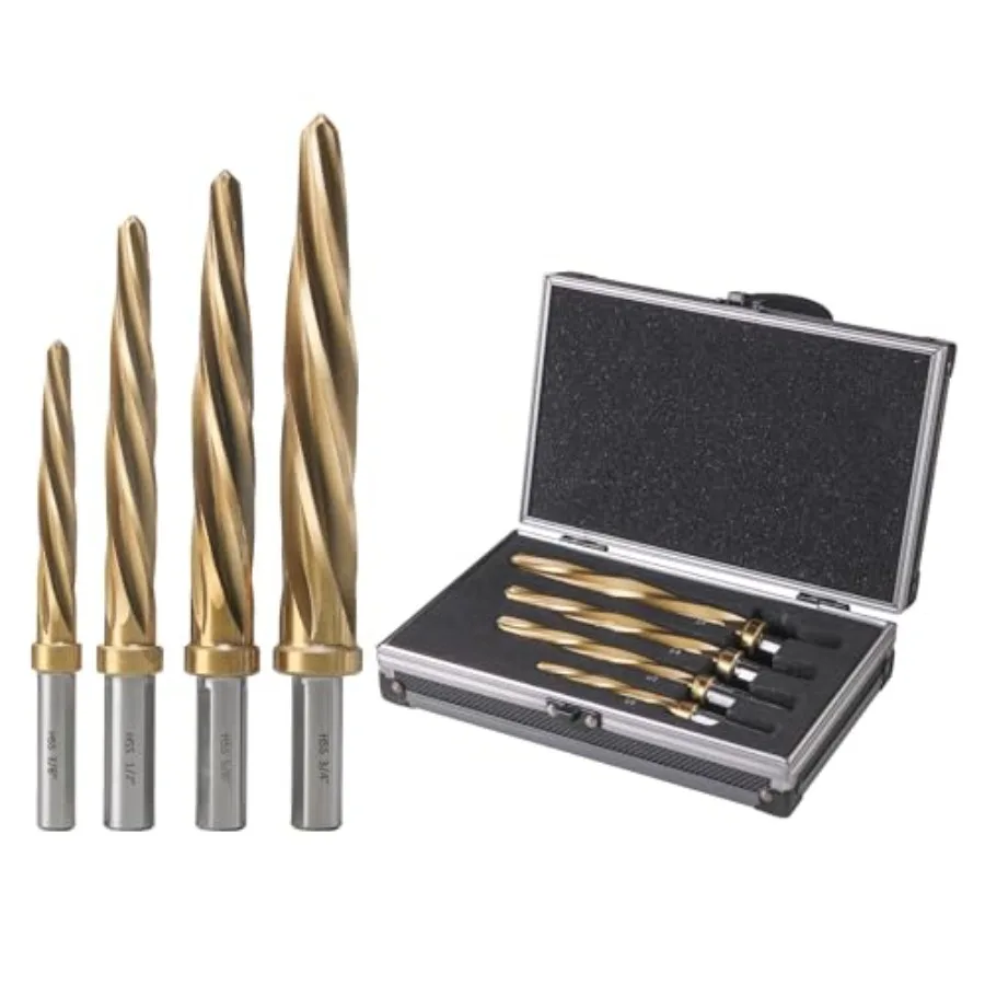 4pcs Bridge/Construction Reamer Set, 3/8", 1/2", 5/8", 3/4", M2 HSS Taper Chucking Reamer Drill Bit for Steel Alloy Aluminum Me
4pcs Bridge/Construction Reamer Set, 3/8", 1/2", 5/8", 3/4", M2 HSS Taper Chucking Reamer Drill Bit for Steel Alloy Aluminum Me