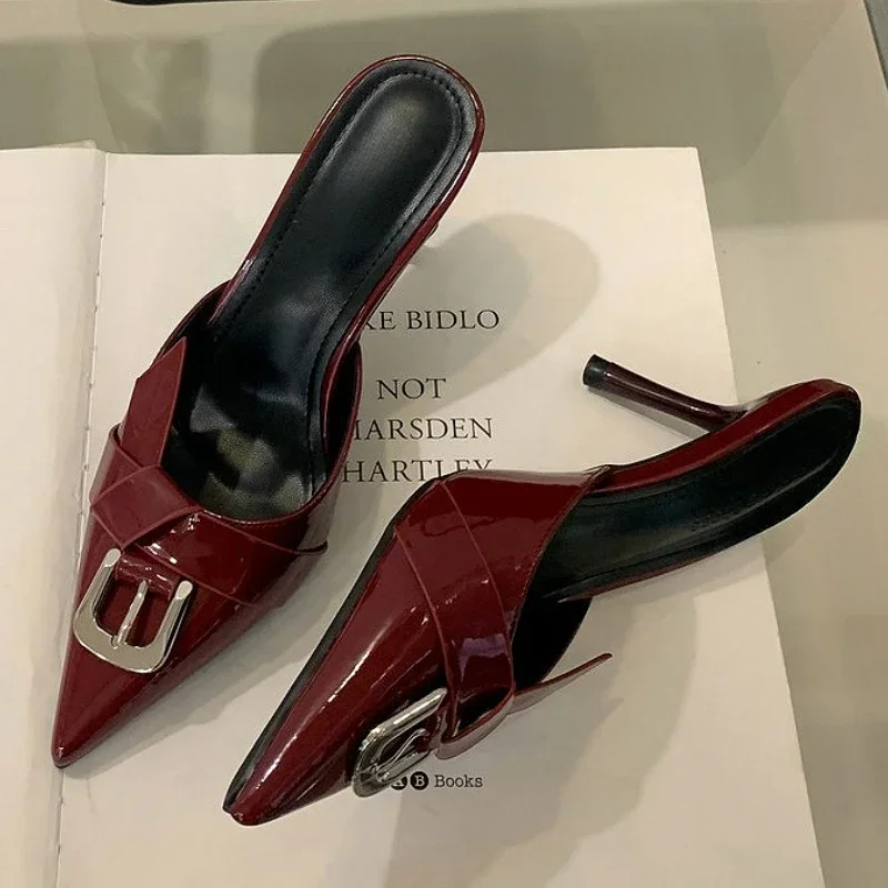 Metal Belt Buckle Design Thin Heels Slippers Women Pointed Toe Pumps Mules Shoes Female Sexy Fashion Brand High Heels Sandals
Metal Belt Buckle Design Thin Heels Slippers Women Pointed Toe Pumps Mules Shoes Female Sexy Fashion Brand High Heels Sandals