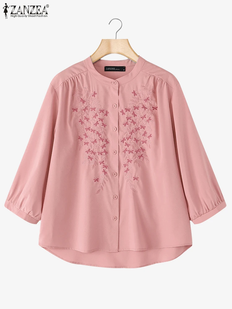 ZANZEA Women Embroidered Blouses Summer Autumn Shirts Casual O Neck 3/4 Sleeve Tops Blusas Femme Elegant Work Shirt Chemsie 2025 
ZANZEA Women Embroidered Blouses Summer Autumn Shirts Casual O Neck 3/4 Sleeve Tops Blusas Femme Elegant Work Shirt Chemsie 2025