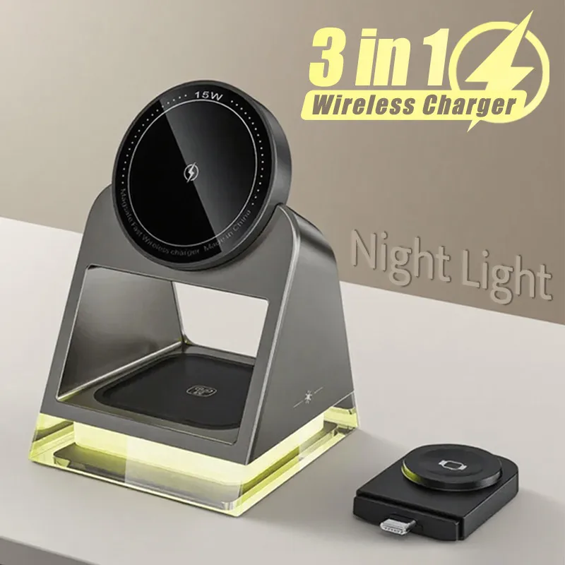 Магнитное беспроводное зарядное устройство со светодиодной подсветкой 3 в 1 для iPhone 17 16 15 14 13 12 Pro Max iWatch 9 8 7 Airprods Pro Быстрая беспроводная зарядка
Магнитное беспроводное зарядное устройство со светодиодной подсветкой 3 в 1 для iPhone 17 16 15 14 13 12 Pro Max iWatch 9 8 7 Airprods Pro Быстрая беспроводная зарядка