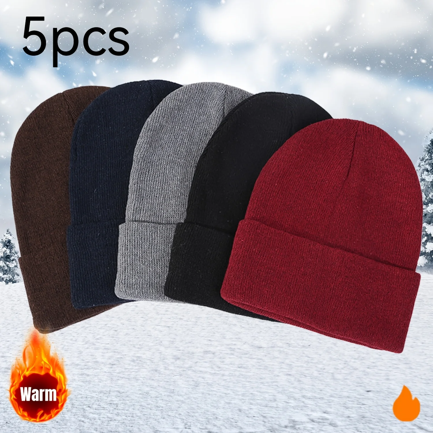 5-Piece Outdoor Camping and Hiking Warm Knitted Wool Hats, Fashionable and Versatile, High Elasticity, Solid Color, 5-Color Set, Create Different Styles of Outfits Every Day, Unisex Christmas Winter Ski Hats, Warm and Windproof, Ideal Gift Choice
5-Piece Outdoor Camping and Hiking Warm Knitted Wool Hats, Fashionable and Versatile, High Elasticity, Solid Color, 5-Color Set, Create Different Styles of Outfits Every Day, Unisex Christmas Winter Ski Hats, Warm and Windproof, Ideal Gift Choice