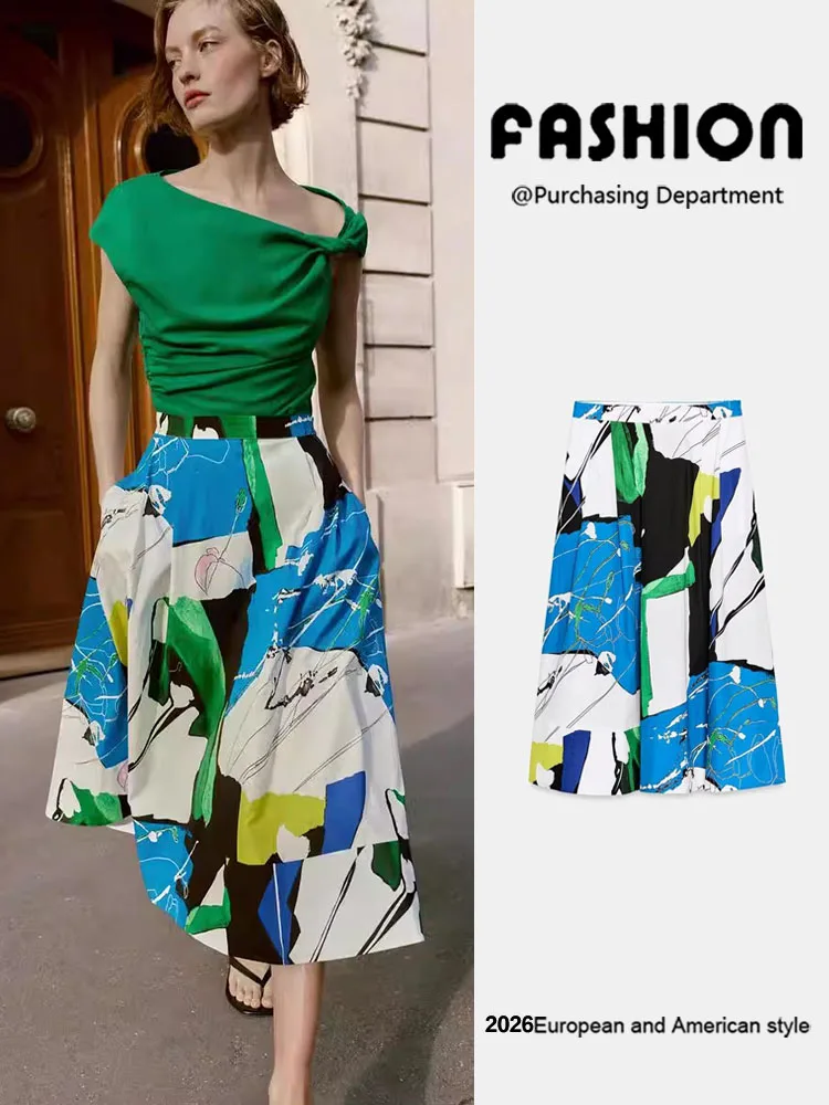 Fashionable Midi Skirt ZA2026 Summer New Arrival Women's Clothing Elegant Versatile Printed Pleated Half-length Skirt
Fashionable Midi Skirt ZA2026 Summer New Arrival Women's Clothing Elegant Versatile Printed Pleated Half-length Skirt