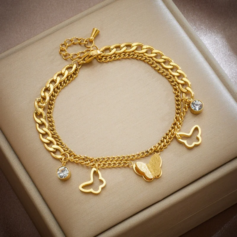 Non-Fading Titanium Steel Gold Four-Leaf Clover Mother-of-Pearl Bracelet for Women, European and American Style, Fashionable Sim
Non-Fading Titanium Steel Gold Four-Leaf Clover Mother-of-Pearl Bracelet for Women, European and American Style, Fashionable Sim