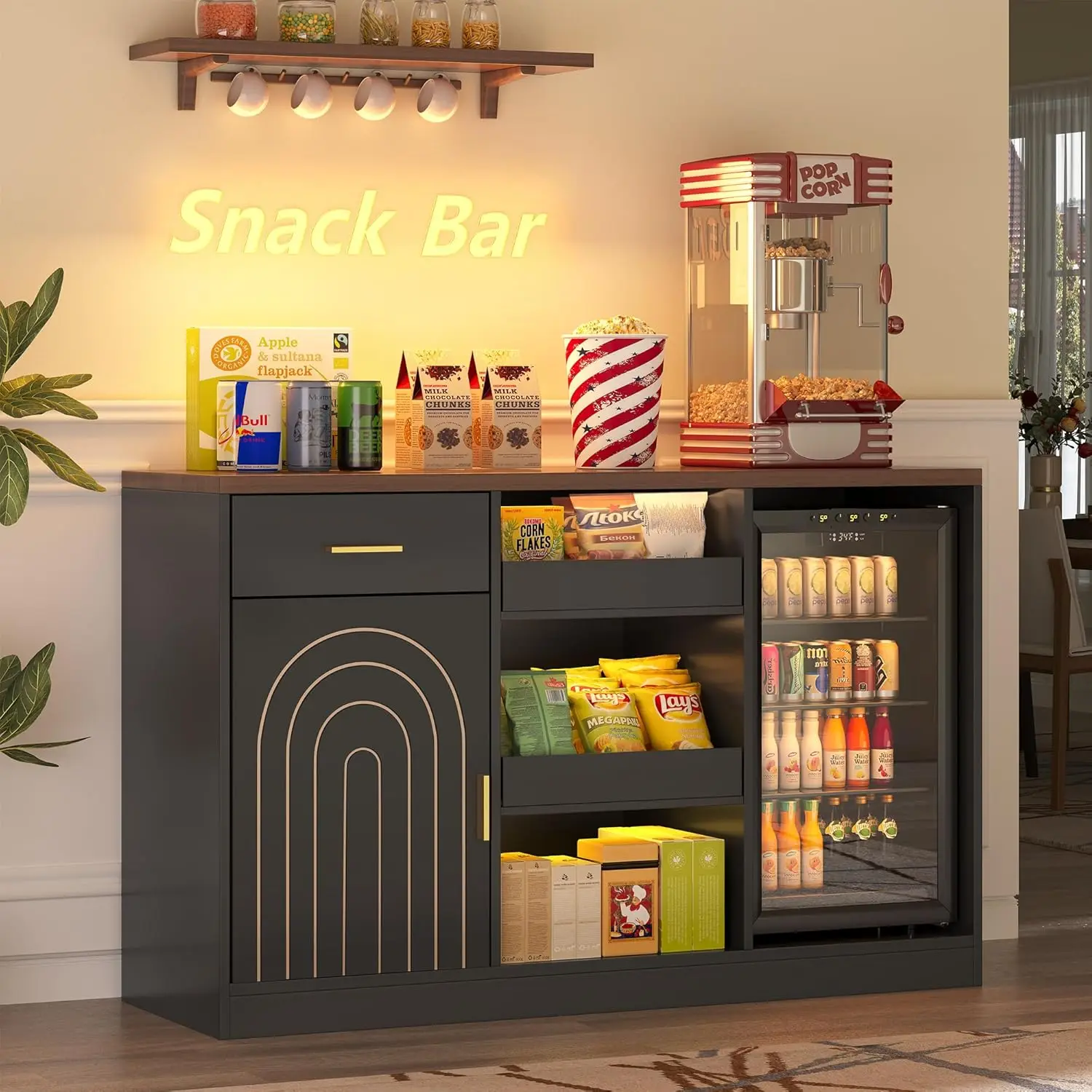 Mini Fridge Storage Cabinet Snack Bar Organizer Drawer Power Outlets LED Coffee Station Home, Customized
Mini Fridge Storage Cabinet Snack Bar Organizer Drawer Power Outlets LED Coffee Station Home, Customized