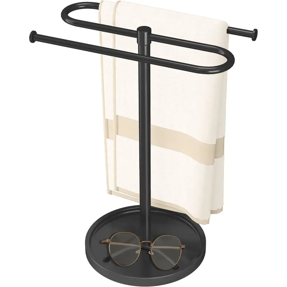 Stainless Steel S-Shape Standing Towel Rack for Bathroom or Kitchen, Holds 2 Towels, Black
Stainless Steel S-Shape Standing Towel Rack for Bathroom or Kitchen, Holds 2 Towels, Black
