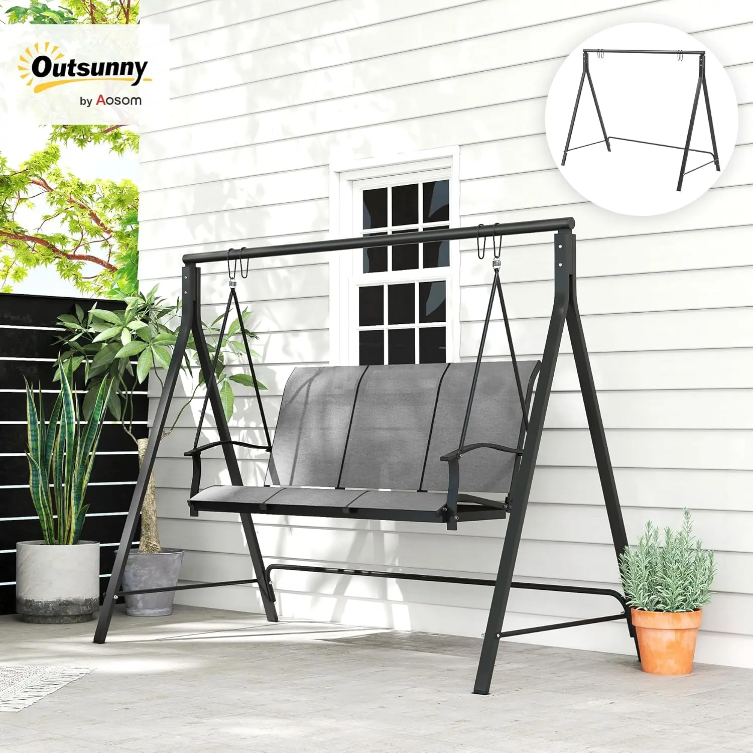 Metal Porch Swing Stand, Heavy Duty Swing Frame, Hanging Chair Stand Only, 528 LBS Weight Capacity, for Backyard, Patio, Black
Metal Porch Swing Stand, Heavy Duty Swing Frame, Hanging Chair Stand Only, 528 LBS Weight Capacity, for Backyard, Patio, Black