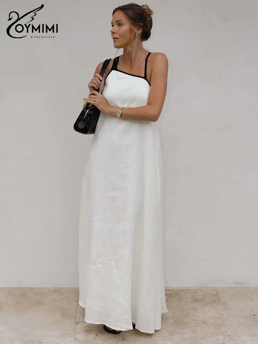 Oymimi Women's White Open Back Maxi Dress 2026 Summer Contrast Strap Sleeveless Elegant Casual Party Beach Long Dresses Female
Oymimi Women's White Open Back Maxi Dress 2026 Summer Contrast Strap Sleeveless Elegant Casual Party Beach Long Dresses Female