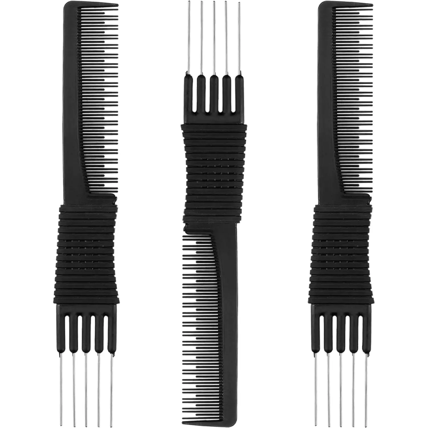 3 Pack Carbon Lift Teasing Combs with Metal Prongs for Women Hair Styling, Anti Static & Heat Resistant
3 Pack Carbon Lift Teasing Combs with Metal Prongs for Women Hair Styling, Anti Static & Heat Resistant