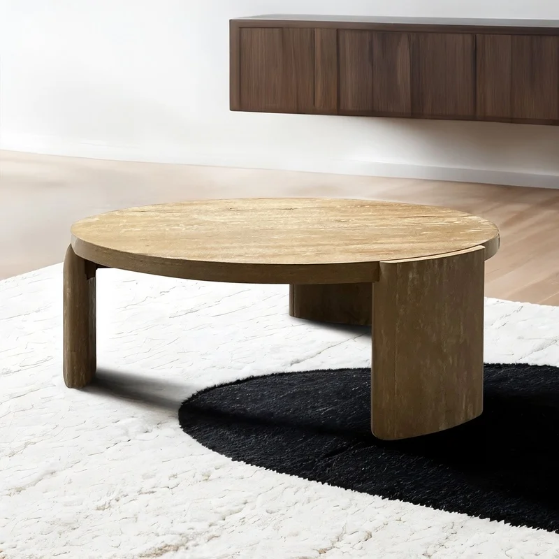 Round Coffee Table with Panel Base, Rubberwood Oak Finish, Modern Contemporary Design
Round Coffee Table with Panel Base, Rubberwood Oak Finish, Modern Contemporary Design