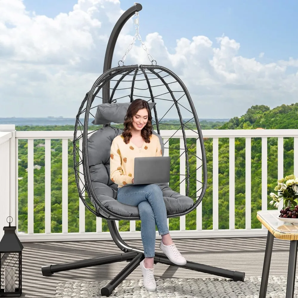 Hanging Egg Chair with Stand Swing Chair Wicker Indoor Outdoor Hammock Egg Chair with Cushions 330lbs for Patio, Bedroom, Garde
Hanging Egg Chair with Stand Swing Chair Wicker Indoor Outdoor Hammock Egg Chair with Cushions 330lbs for Patio, Bedroom, Garde