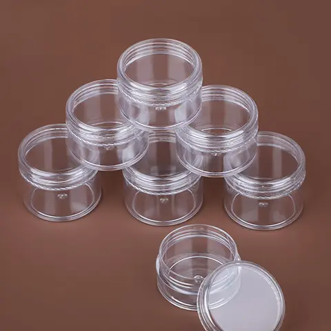 50pcs 20g 15g 10g 5g 3g Empty Cream Jar Portable Cosmetic Containers Plastic Transparent Eyeshadow Lipbalm Sample Bottles