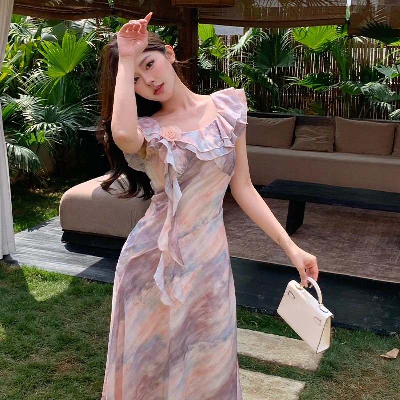 Lachapelle Purple Gradient Hemline Women's Dress Elegant Waist-Cinching Maxi Summer Vacation Style Floral Print Casual Fit
Lachapelle Purple Gradient Hemline Women's Dress Elegant Waist-Cinching Maxi Summer Vacation Style Floral Print Casual Fit