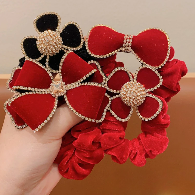 Red Velvet Bow Elastic Hair Bands Rhinestone Crystal Flower Hair Ties Fashion Holder Rubber Hairband Girls Hair Accessories
Red Velvet Bow Elastic Hair Bands Rhinestone Crystal Flower Hair Ties Fashion Holder Rubber Hairband Girls Hair Accessories