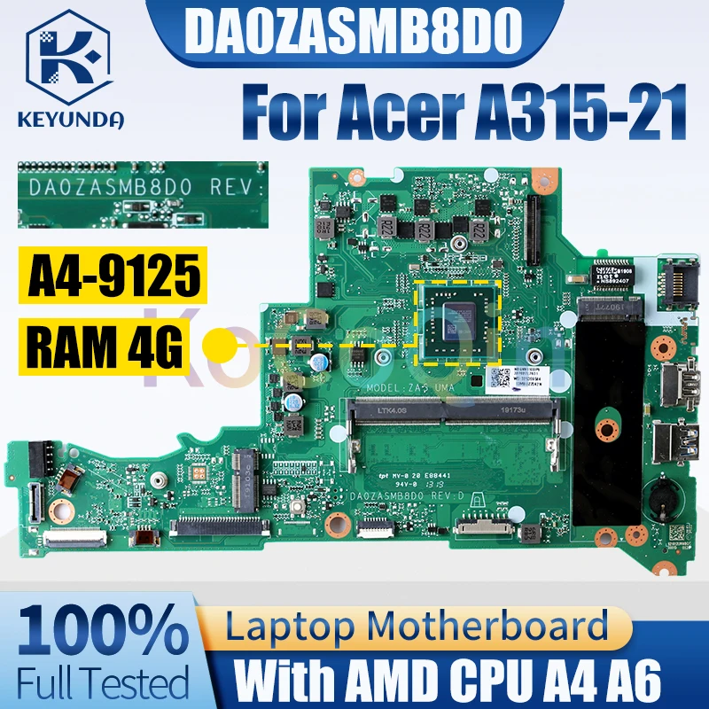 DA0ZASMB8D0 For Acer A315-21 Notebook Mainboard A4-9125 A6-9220E 4G RAM Laptop Motherboard Full Tested
DA0ZASMB8D0 For Acer A315-21 Notebook Mainboard A4-9125 A6-9220E 4G RAM Laptop Motherboard Full Tested