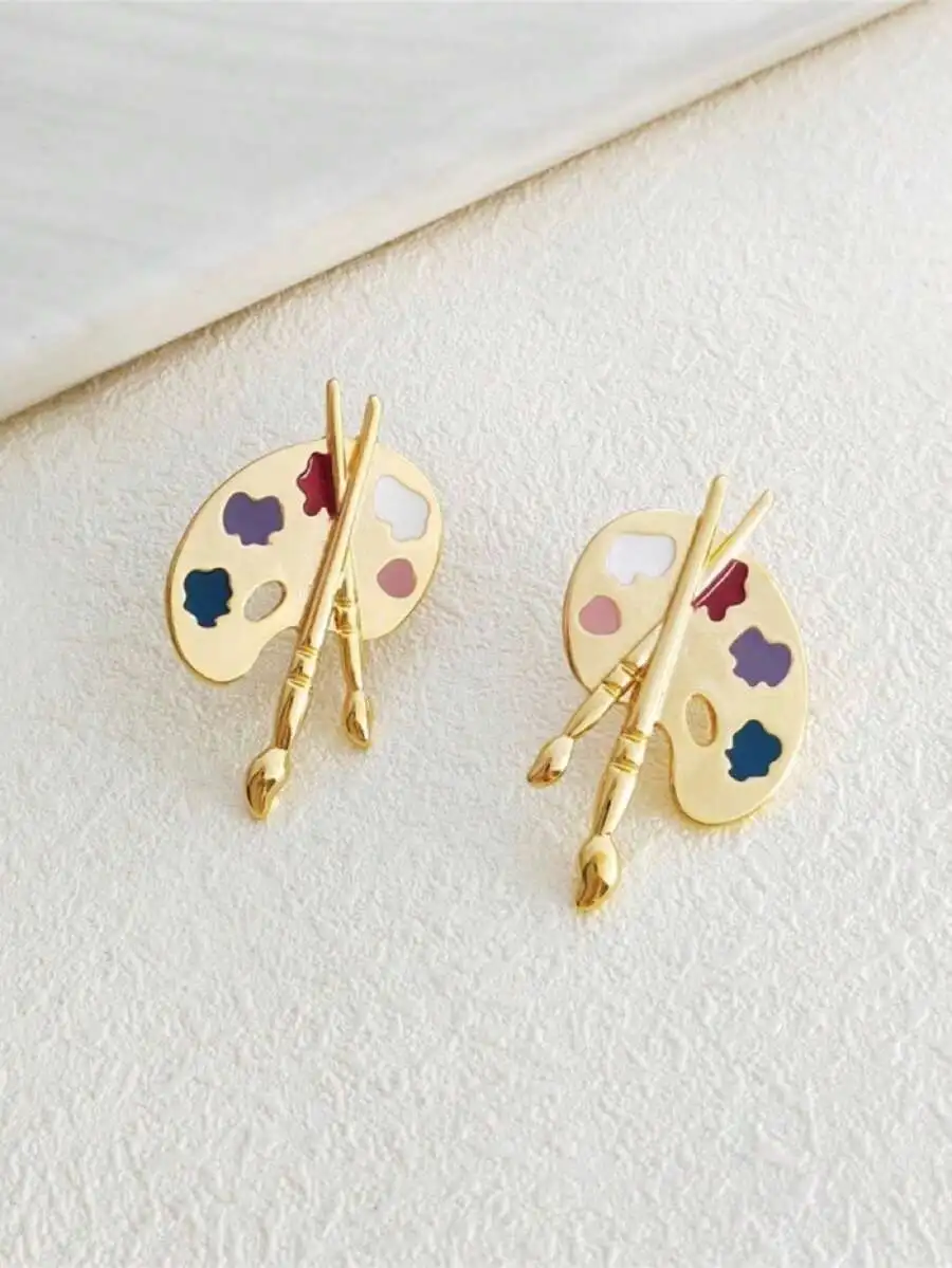 Asymmetrical Colorful Enamel Palette Stud Earrings Fashion Simple Design For Women
Asymmetrical Colorful Enamel Palette Stud Earrings Fashion Simple Design For Women