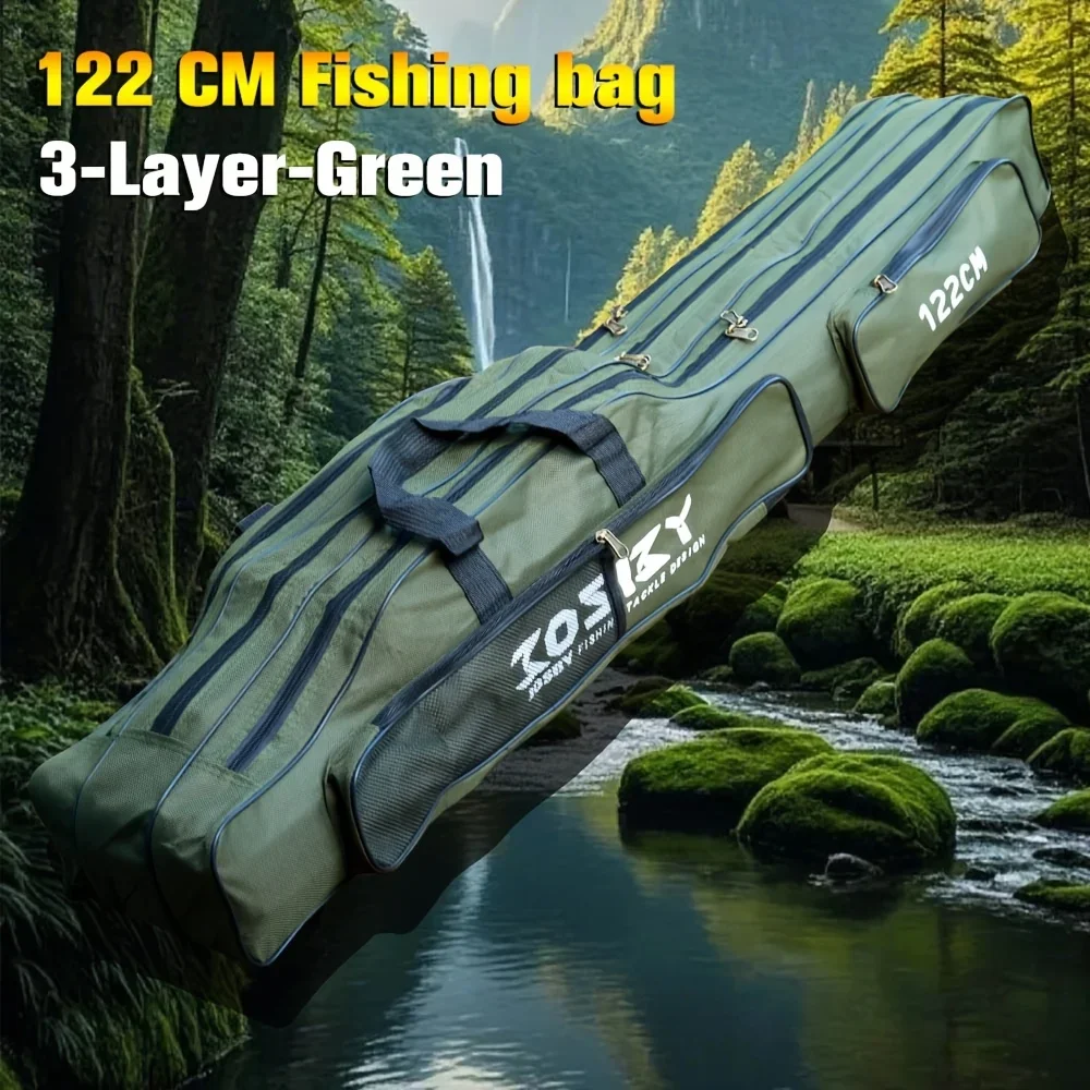 BAKAWA Fishing Rod bag 122/152/182CM fishing accessories 3 ply Green Oxford Fishing backpack Tackle Fishing bag pesca backpack
BAKAWA Fishing Rod bag 122/152/182CM fishing accessories 3 ply Green Oxford Fishing backpack Tackle Fishing bag pesca backpack