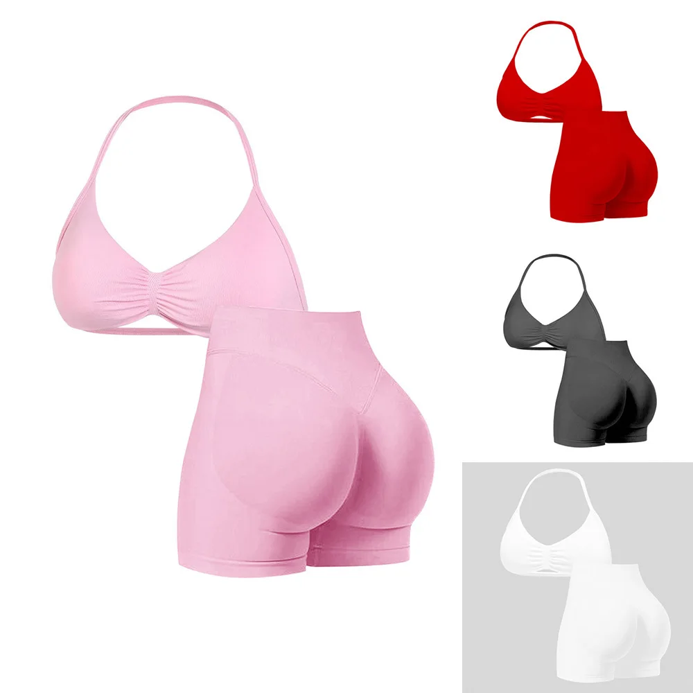 2025 New seamless high-elastic nylon halter bra, tight-waisted, hip-lifting pants set in black, white and blue
2025 New seamless high-elastic nylon halter bra, tight-waisted, hip-lifting pants set in black, white and blue