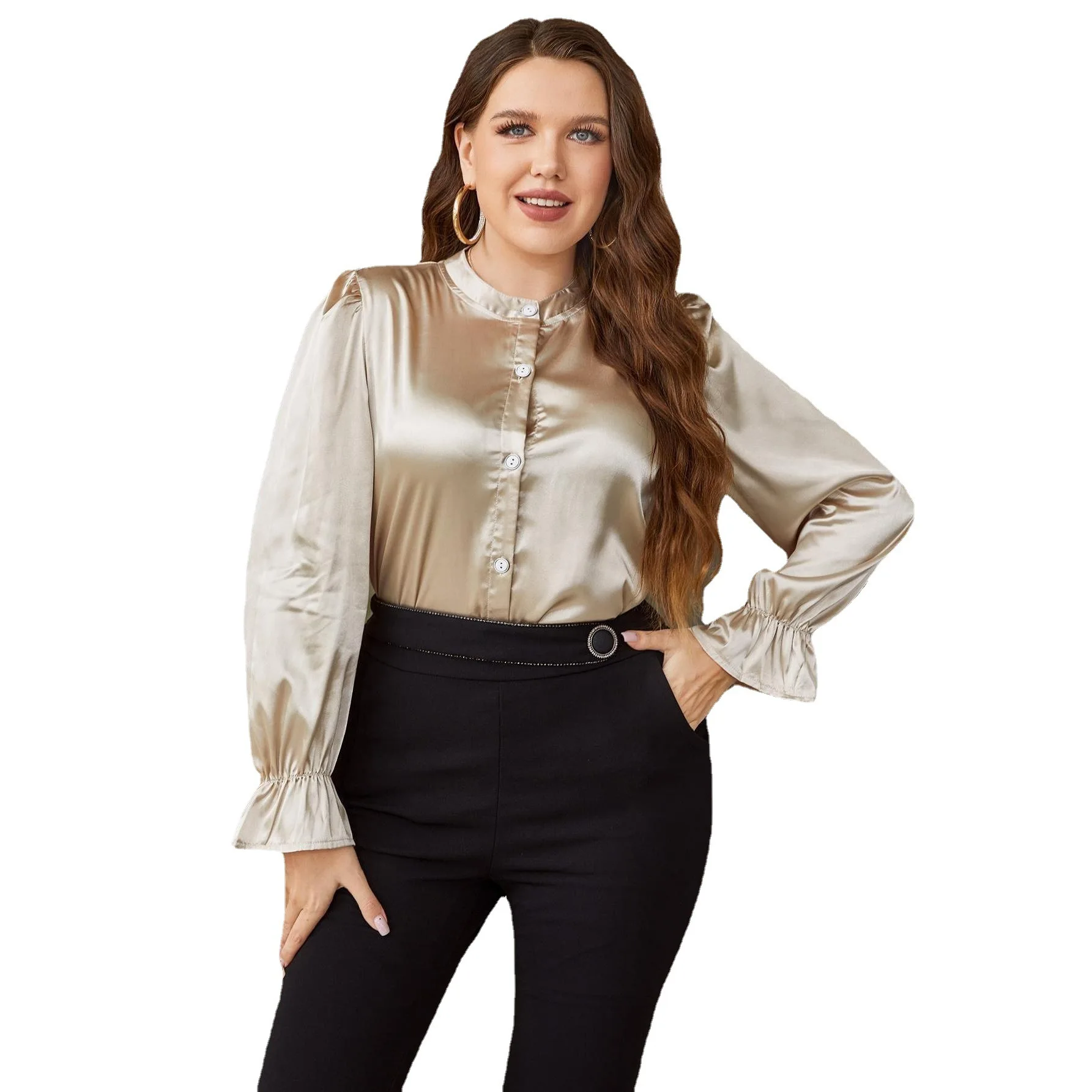 Large Women's Simulated Silk Satin Long Sleeved Top, Loose Plus Size Shirt For Women
Large Women's Simulated Silk Satin Long Sleeved Top, Loose Plus Size Shirt For Women