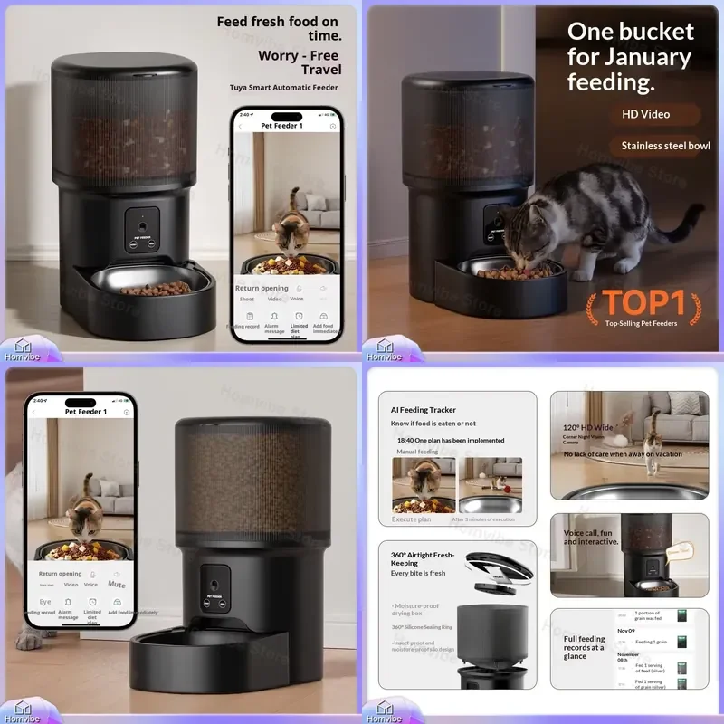Automatic Cat Feeder 4L with WiFi Camera 2.4G Smart Pet Food Dispenser APP Controlled Stainless Steel Bowl for Cats Dogs Home
Automatic Cat Feeder 4L with WiFi Camera 2.4G Smart Pet Food Dispenser APP Controlled Stainless Steel Bowl for Cats Dogs Home