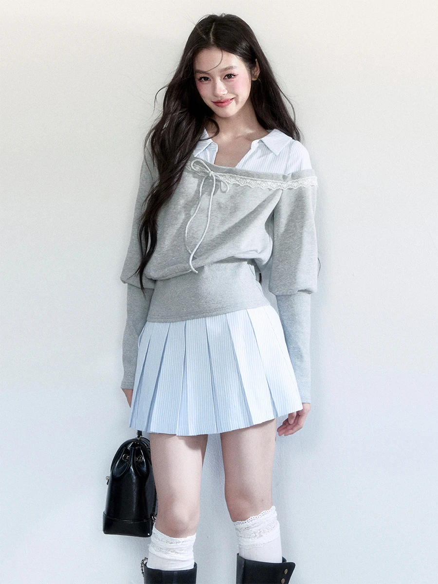 Корейский комплект с юбкой в синюю полоску, брендовая повседневная одежда с хрупким сердцем, длинный костюм свека для женщин, осень-зима
Корейский комплект с юбкой в синюю полоску, брендовая повседневная одежда с хрупким сердцем, длинный костюм свека для женщин, осень-зима