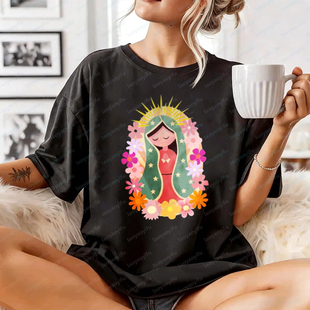 Virgen De Guadalupe Floral Printing Tees Religious Mexican Art Gift for Mother'S Day or Cinco De Mayo Women Soft Cotton T-shirt
Virgen De Guadalupe Floral Printing Tees Religious Mexican Art Gift for Mother'S Day or Cinco De Mayo Women Soft Cotton T-shirt