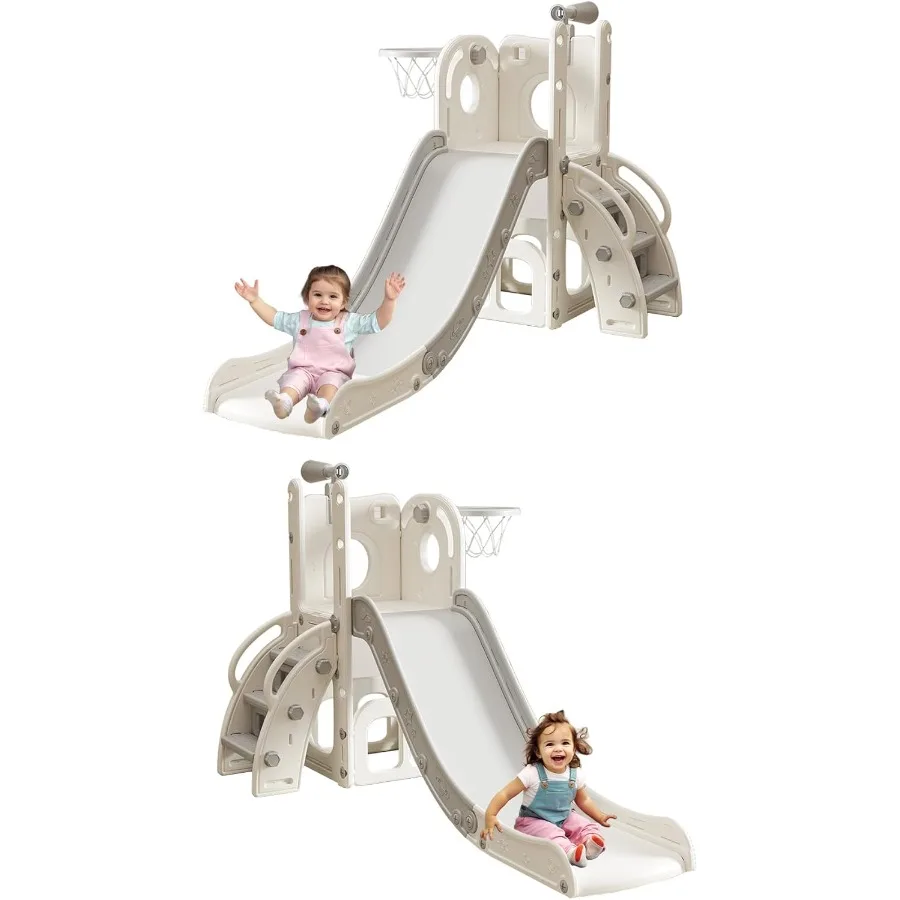 6 in 1 Toddler Slide for 1-3 Indoor Outdoor Slide with Basketball Hoop Storage Climber and Telescope L Shaped Slide for Toddler
6 in 1 Toddler Slide for 1-3 Indoor Outdoor Slide with Basketball Hoop Storage Climber and Telescope L Shaped Slide for Toddler