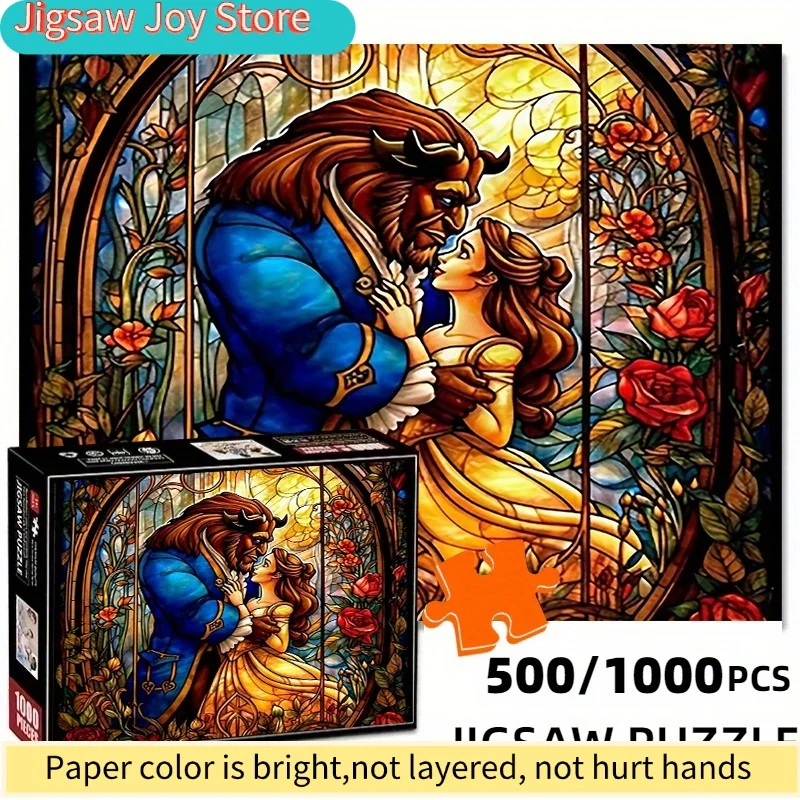 Romantic Beast and Beauty Stained Glass Window Puzzle - Durable White Card Design, Colorful Rectangular Jigsaw for Adult & Fam
Romantic Beast and Beauty Stained Glass Window Puzzle - Durable White Card Design, Colorful Rectangular Jigsaw for Adult & Fam