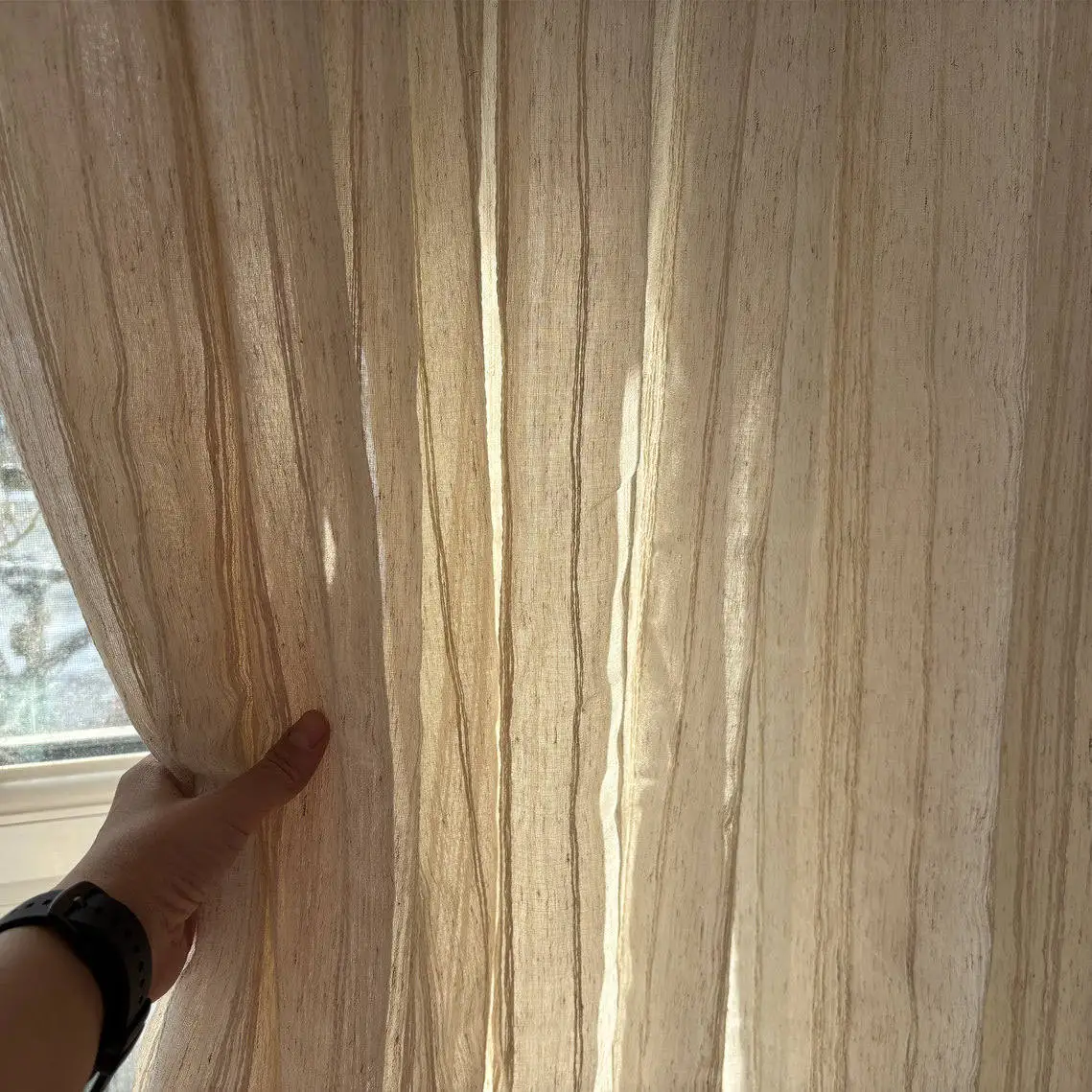Premium Faux Linen Sheer Curtain Thick Vertical Stripe Semi Shade Voile Curtain Breathable Light Filtering Window Screen Decor
Premium Faux Linen Sheer Curtain Thick Vertical Stripe Semi Shade Voile Curtain Breathable Light Filtering Window Screen Decor