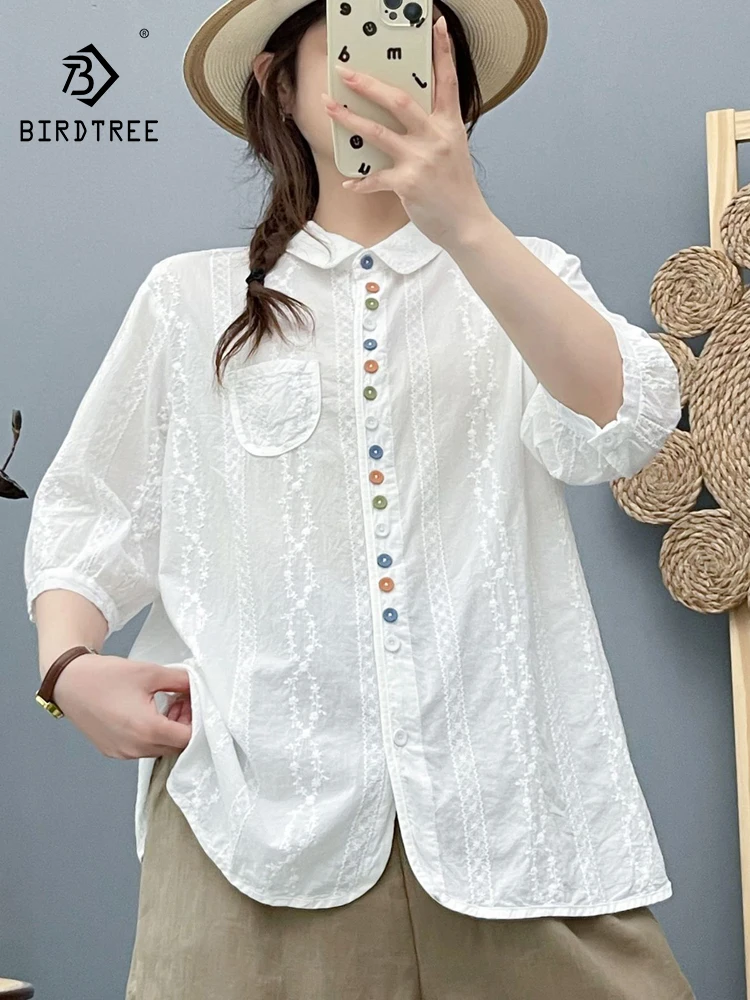New 2026 Summer Women Cotton Half Sleeve Shirt, Lapel Embroidery Colorful Buttons, Mori Girl French Casual Loose Blouse T65761CC
New 2026 Summer Women Cotton Half Sleeve Shirt, Lapel Embroidery Colorful Buttons, Mori Girl French Casual Loose Blouse T65761CC