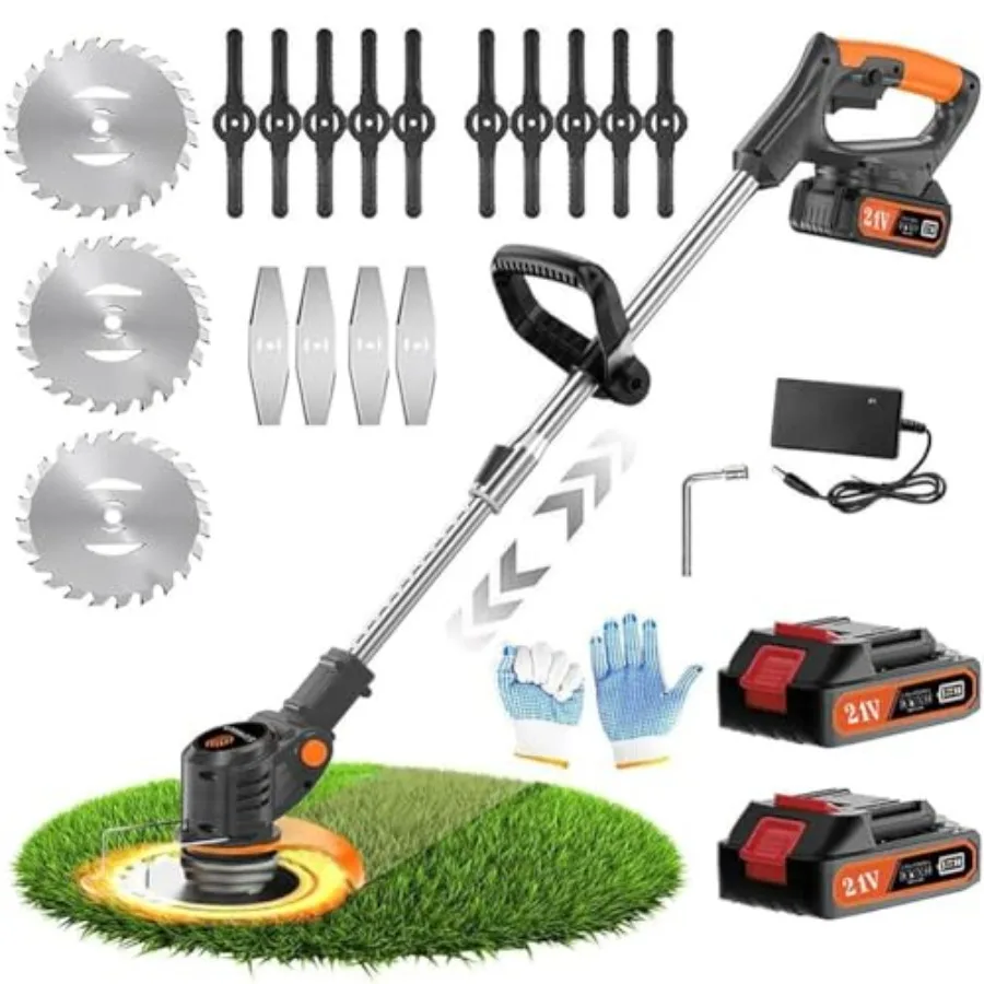 Weed Wacker 21V Eater Battery Brush Cutter, Electric Eater Battery Cordless stringles with 2 Batteries, 1 Charger, 3 Types Blad
Weed Wacker 21V Eater Battery Brush Cutter, Electric Eater Battery Cordless stringles with 2 Batteries, 1 Charger, 3 Types Blad