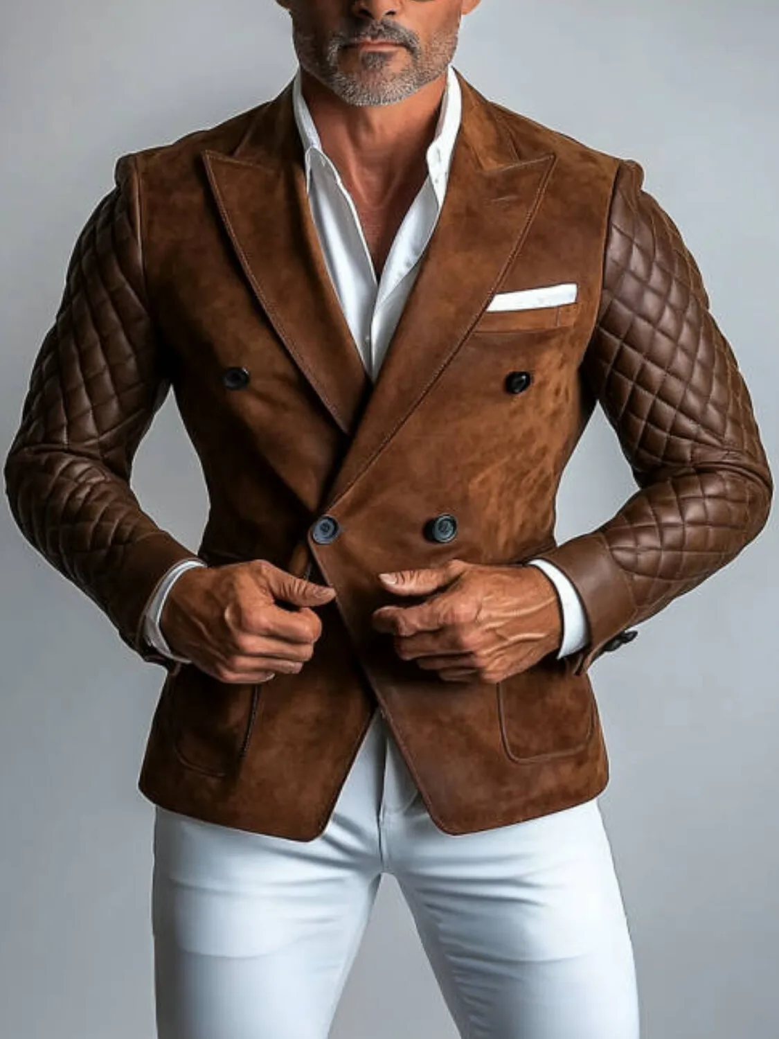 Classic Men's Suit Blazer Pu Splicing Lapel Tuxedo Fashionable Slim Autumn And Winter Mature Light Business Party Suit Jacket
Classic Men's Suit Blazer Pu Splicing Lapel Tuxedo Fashionable Slim Autumn And Winter Mature Light Business Party Suit Jacket