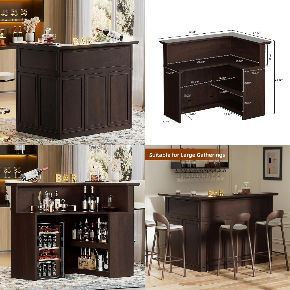 Home Bar Unit with Fridge Space, UShape Liquor Wine Cabinet, 63.1 Mini Bar Table with Storage for Basement or Living Room
Home Bar Unit with Fridge Space, UShape Liquor Wine Cabinet, 63.1 Mini Bar Table with Storage for Basement or Living Room