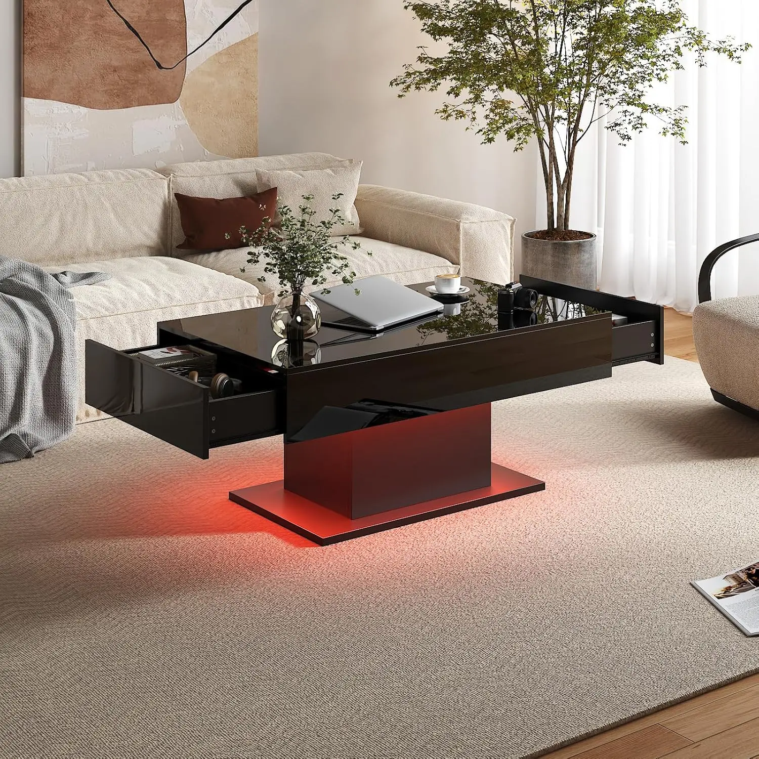 Black Led Coffee Table 2 Drawers High Glossy Modern Center Living Dining Room, Customized
Black Led Coffee Table 2 Drawers High Glossy Modern Center Living Dining Room, Customized