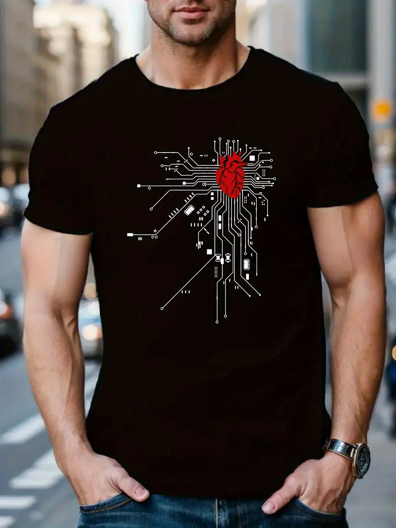 Hot-selling Men's Summer Pure Cotton Fashionable Casual Sporty Loose Heart-shaped Circular Printed Short-sleeved T-shirt
Hot-selling Men's Summer Pure Cotton Fashionable Casual Sporty Loose Heart-shaped Circular Printed Short-sleeved T-shirt