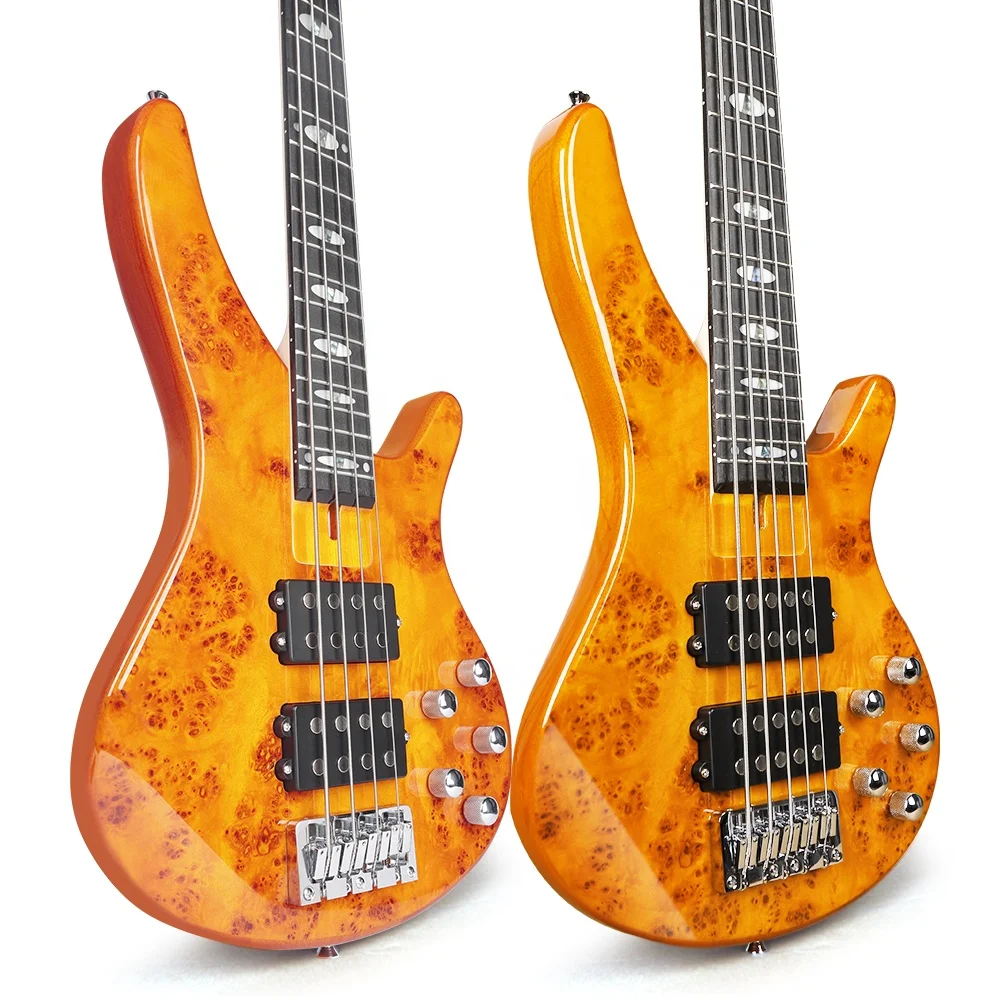 4/5-String Active Electric Bass Guitar, High Grade Maple Burl Top, Solid Body, Mahogany Neck, Rosewood Fingerboard
4/5-String Active Electric Bass Guitar, High Grade Maple Burl Top, Solid Body, Mahogany Neck, Rosewood Fingerboard