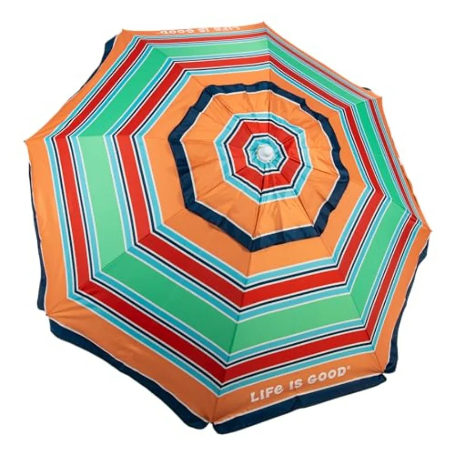 7' Beach Umbrella for Outdoor Use, Polyester Fabric, Blue and White Stripe, Integrated Sand Anchor and Tilting Mechanism for UP
7' Beach Umbrella for Outdoor Use, Polyester Fabric, Blue and White Stripe, Integrated Sand Anchor and Tilting Mechanism for UP