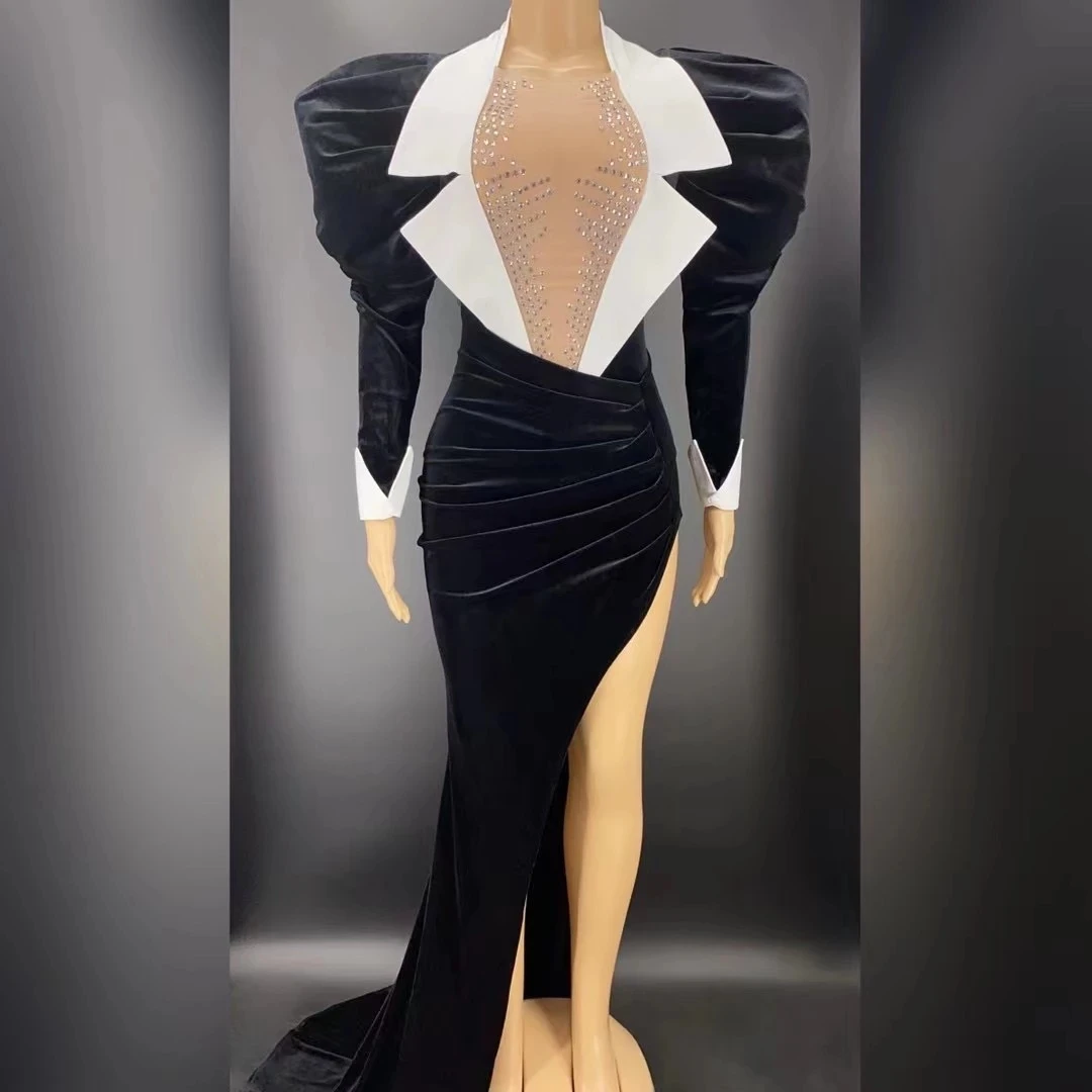 Long Tail Skirt Dress Set Sexy Black Velvet Big Sleeves 2Pcs Bodysuit Birthday Celebrate Dance Outfit Women Singer Evening Dress
Long Tail Skirt Dress Set Sexy Black Velvet Big Sleeves 2Pcs Bodysuit Birthday Celebrate Dance Outfit Women Singer Evening Dress
