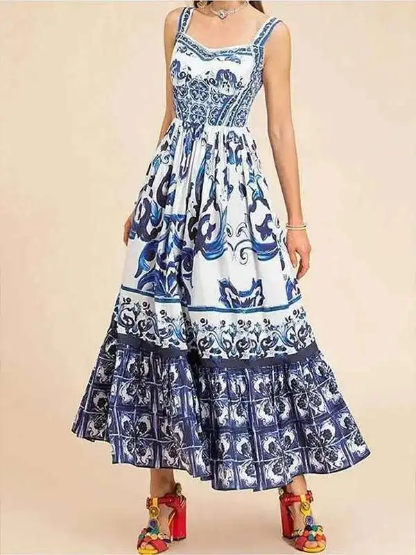 Spring 2025 and Summer New Women's Elegant Large Display Medium to Long Printed Strap Dress 2025 Summer Dress Robe Vestido Women
Spring 2025 and Summer New Women's Elegant Large Display Medium to Long Printed Strap Dress 2025 Summer Dress Robe Vestido Women