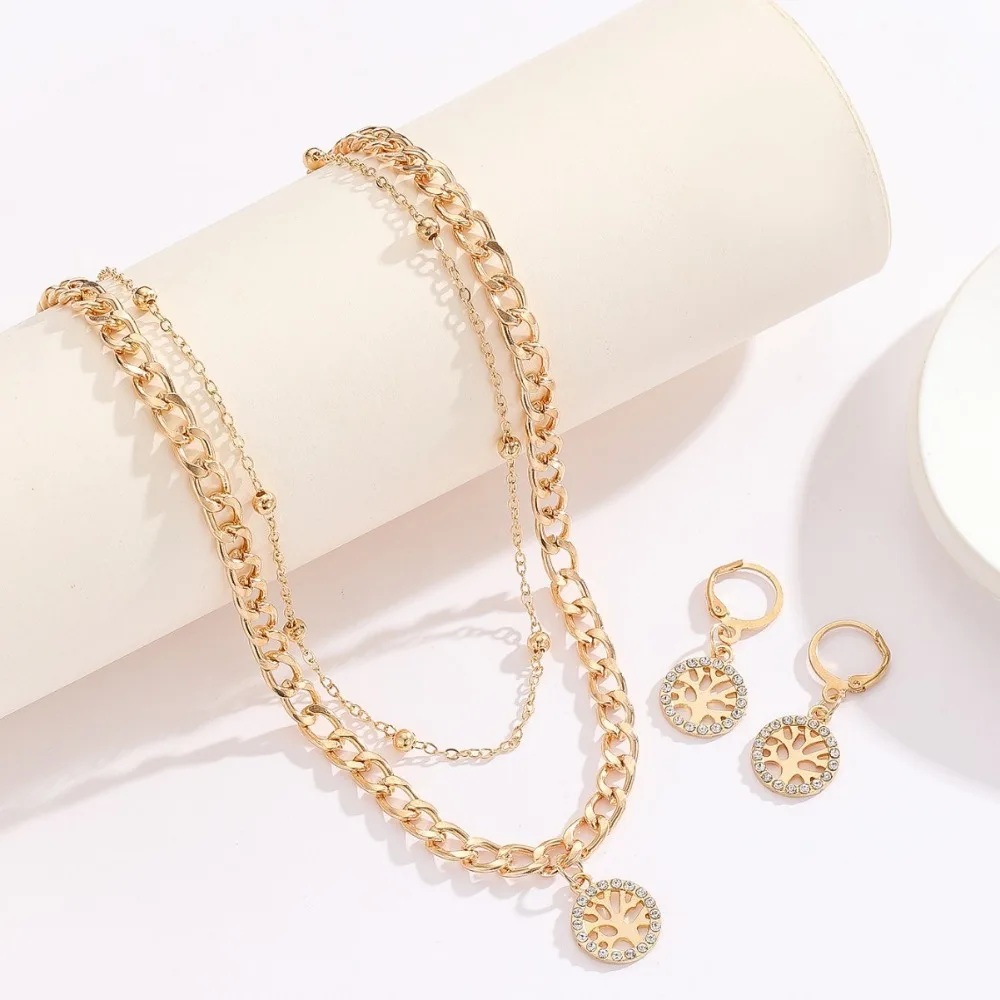 Women’s Gold-Color Tree of Life Necklace & Earring Set , Elegant Round Pendant for Special Occasions
Women’s Gold-Color Tree of Life Necklace & Earring Set , Elegant Round Pendant for Special Occasions