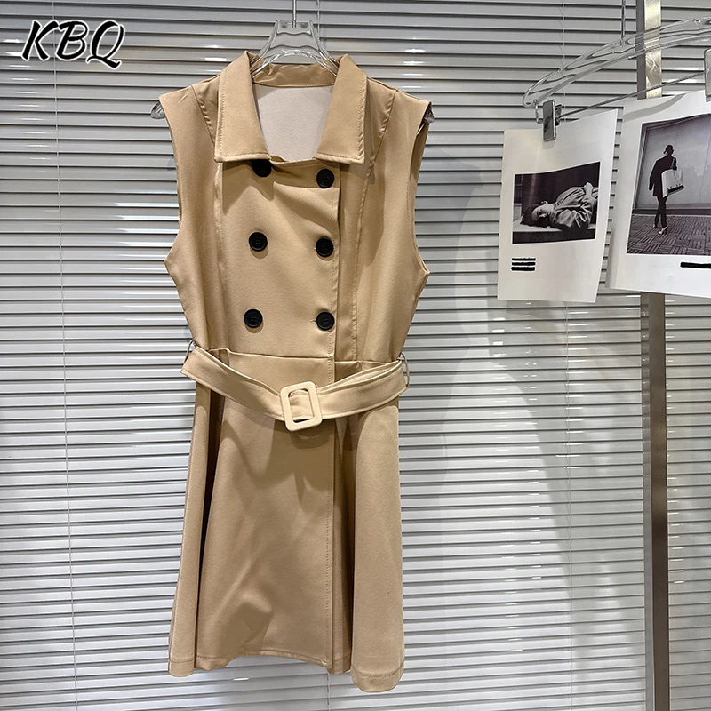 KBQ Solid Spliced Button Spliced Belts Dresses for Women Lapel Sleeveless Patchwork Belte Minimalist Dress Female Fashioin New
KBQ Solid Spliced Button Spliced Belts Dresses for Women Lapel Sleeveless Patchwork Belte Minimalist Dress Female Fashioin New
