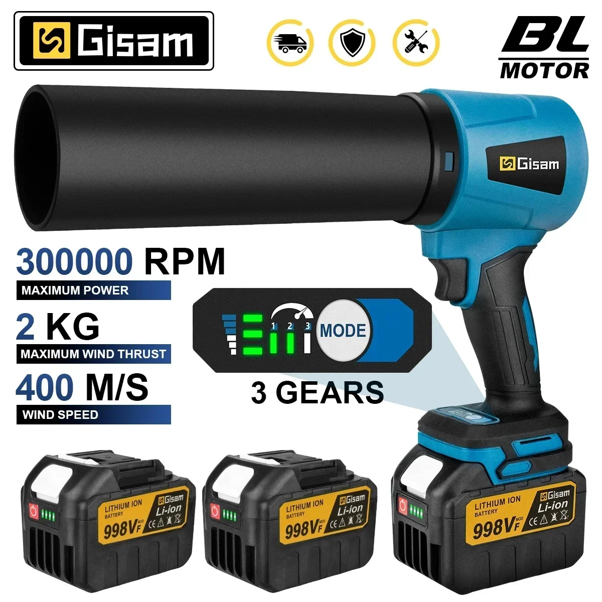 300000RPM 400M/s Brushless Electric Blowers Jet Fan Handheld Turbo Leaf Blower Dust Blowing Power Tool for Makita 18V Battery
300000RPM 400M/s Brushless Electric Blowers Jet Fan Handheld Turbo Leaf Blower Dust Blowing Power Tool for Makita 18V Battery
