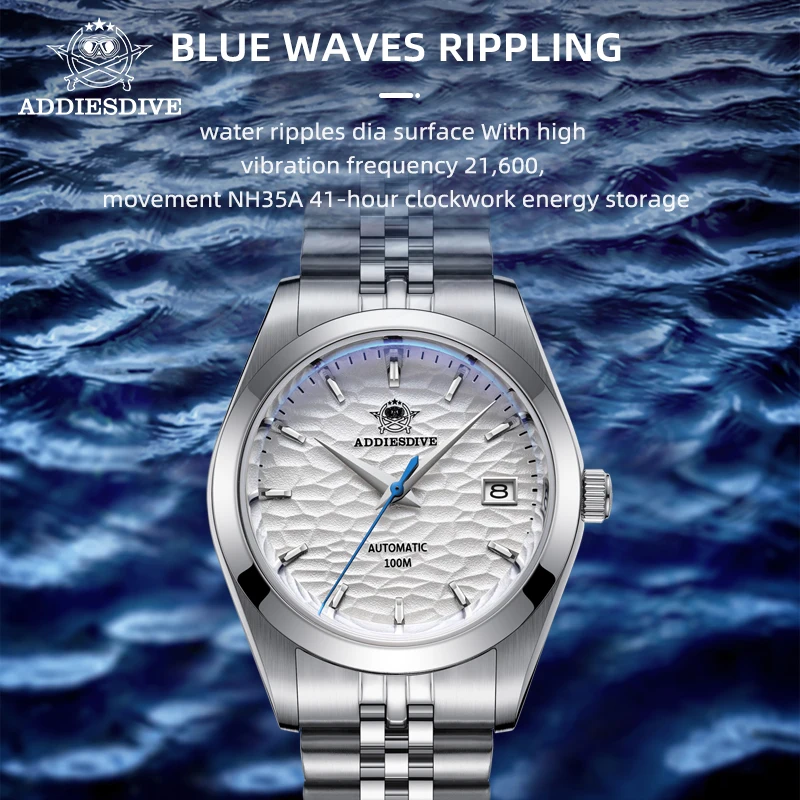ADDIESDIVE Sapphire Glass Automatic Watches 3D Textured Dial 100m Waterproof Men's Watch Stainless Steel Dress Wristwatch AD2118
ADDIESDIVE Sapphire Glass Automatic Watches 3D Textured Dial 100m Waterproof Men's Watch Stainless Steel Dress Wristwatch AD2118